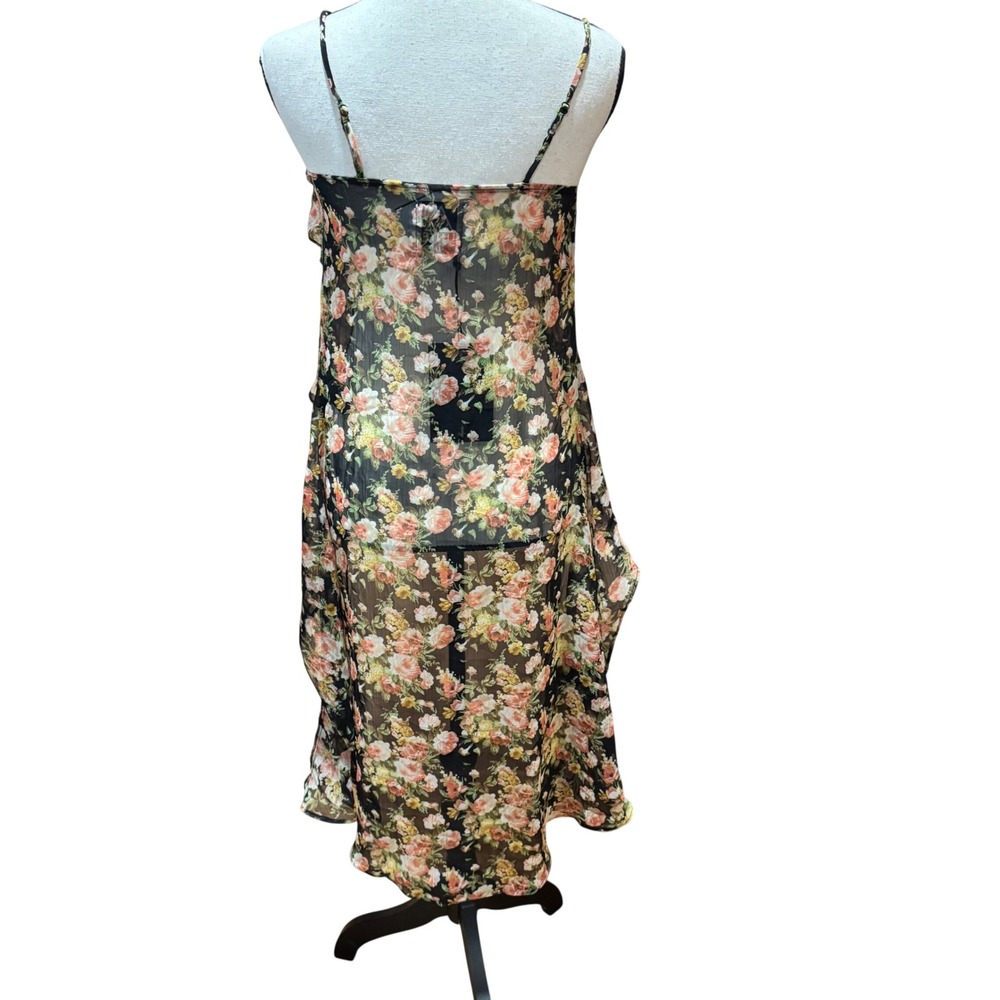 UNIF Black Floral Sheer High Low Chiffon Cami Top Dress Spaghetti Strap XS NWT - Picture 7 of 11